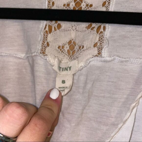 🍄 Tiny by Anthropologie White Hippy Boho Lace Top - Picture 4 of 7